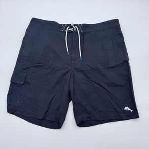 Tommy Bahama Mens Navy Blue Checkered Board Shorts Swim Trunks XXL